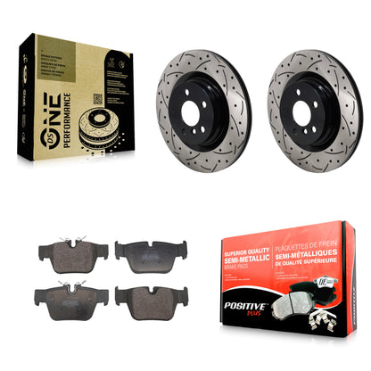 Drill Slot Brake Rotor Semi-Metallic Pad Rear Kit For Mini Cooper Countryman BMW
