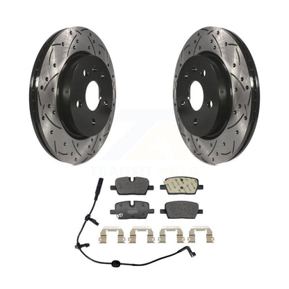 Coated Drilled Slot Disc Brake Rotor Semi-Metallic Pad Rear Kit For Cadillac CT5