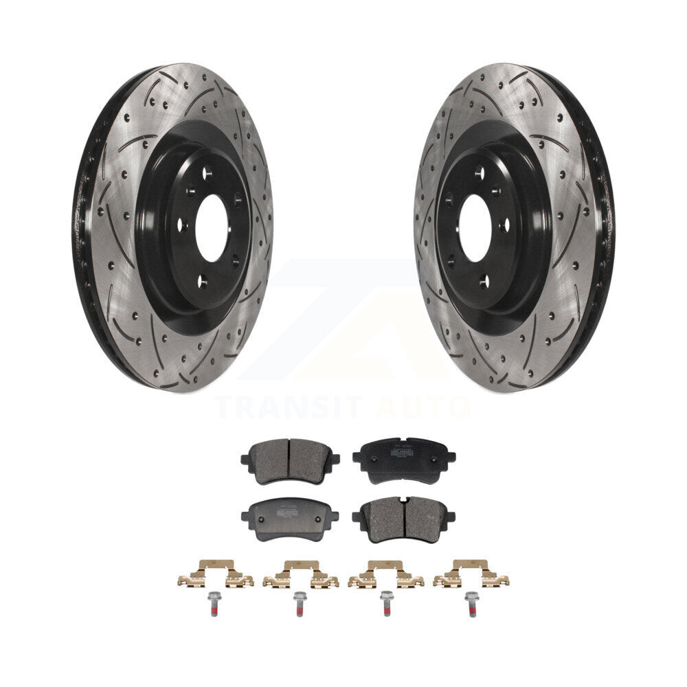 Drill Slot Brake Rotor Semi-Metallic Pad Rear Kit For Audi Q5 Sportback A5 A4 S5