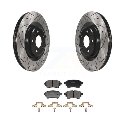 Drill Slot Brake Rotor Semi-Metallic Pad Rear Kit For Audi Q5 Sportback A5 A4 S5