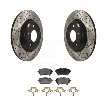 Drilled Slot Disc Brake Rotors Semi-Metallic Pad Rear Kit For Audi A4 Quattro A5
