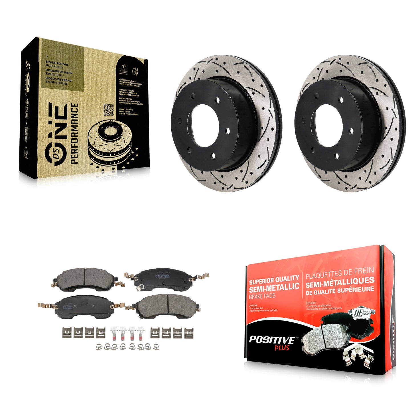 Coated Drilled Slot Disc Brake Rotors Semi-Metallic Pad Rear Kit For Ford Bronco