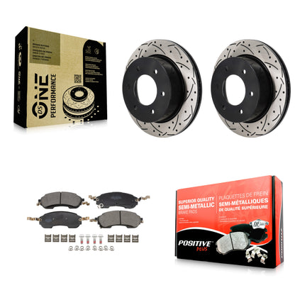 Coated Drilled Slot Disc Brake Rotors Semi-Metallic Pad Rear Kit For Ford Bronco