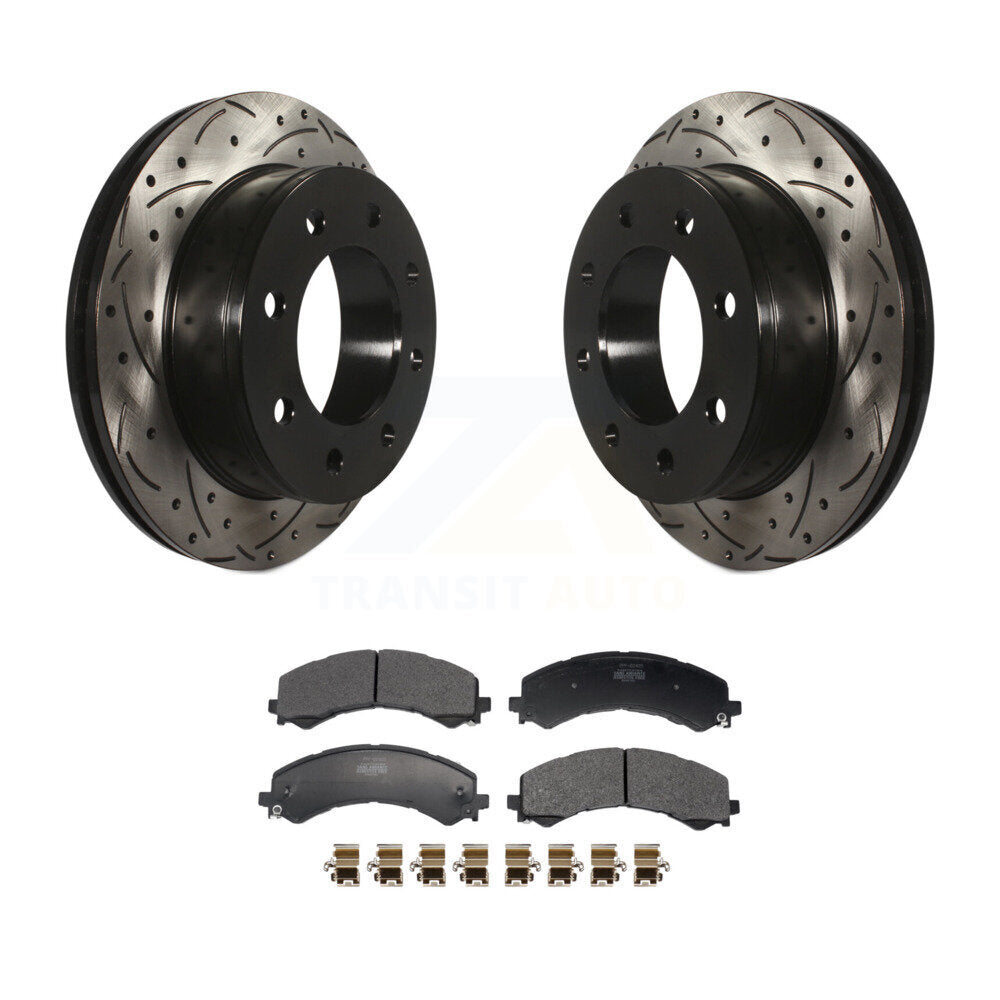 Drill Slot Brake Rotors Semi-Metallic Pad Rear Kit For GMC Savana 2500 Chevrolet