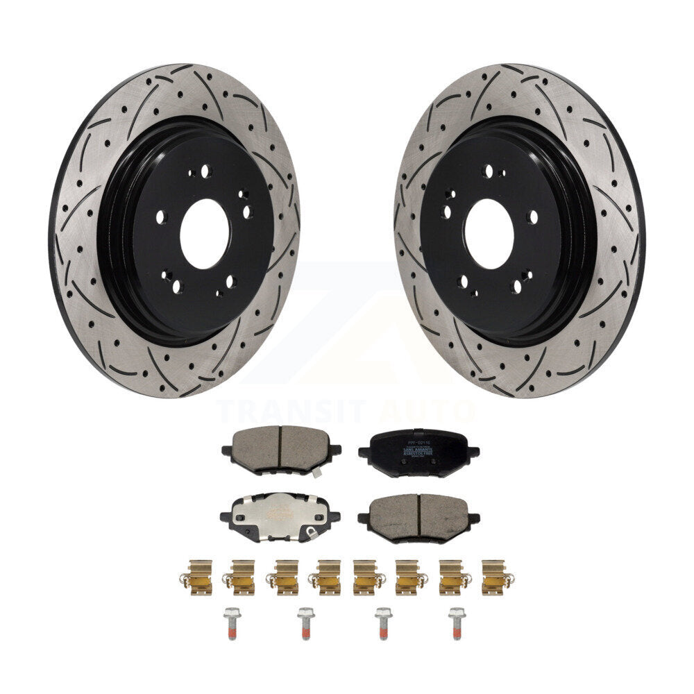 Drilled Slot Disc Brake Rotors Semi-Metallic Pad Rear Kit For Honda HR-V Clarity