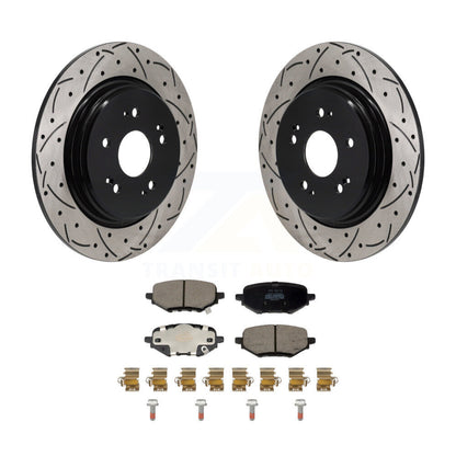 Drilled Slot Disc Brake Rotors Semi-Metallic Pad Rear Kit For Honda HR-V Clarity