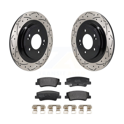 Drilled Slot Disc Brake Rotors Semi-Metallic Pad Rear Kit For Hyundai Tucson Kia