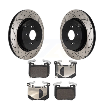 Drilled Slot Brake Rotors Semi-Metallic Pad Rear Kit For Genesis G70 Kia Stinger