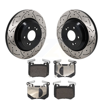 Drilled Slot Brake Rotors Semi-Metallic Pad Rear Kit For Genesis G70 Kia Stinger