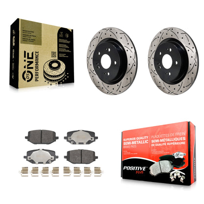 Drilled Slot Disc Brake Rotor Semi-Metallic Pad Rear Kit For 2022-2024 Acura MDX