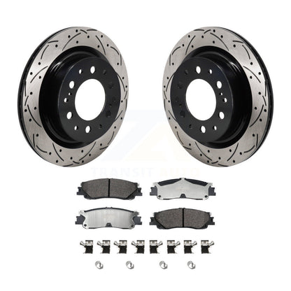 Drill Slot Disc Brake Rotor Semi-Metallic Pad Rear Kit For Toyota Tundra Sequoia
