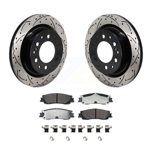 Drill Slot Disc Brake Rotor Semi-Metallic Pad Rear Kit For Toyota Tundra Sequoia