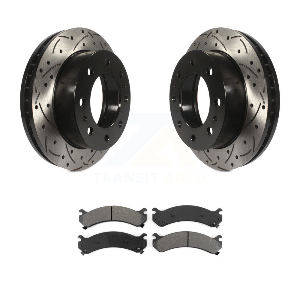 Drill Slot Brake Rotor Semi-Metallic Pad Front Kit For GMC Chevrolet Sierra 2500