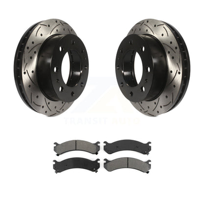 Drill Slot Brake Rotor Semi-Metallic Pad Front Kit For GMC Chevrolet Sierra 2500