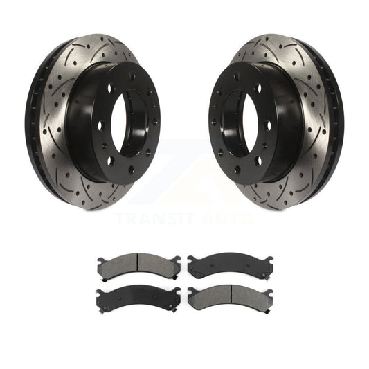 Drill Slot Brake Rotor Semi-Metallic Pad Front Kit For GMC Chevrolet Sierra 2500