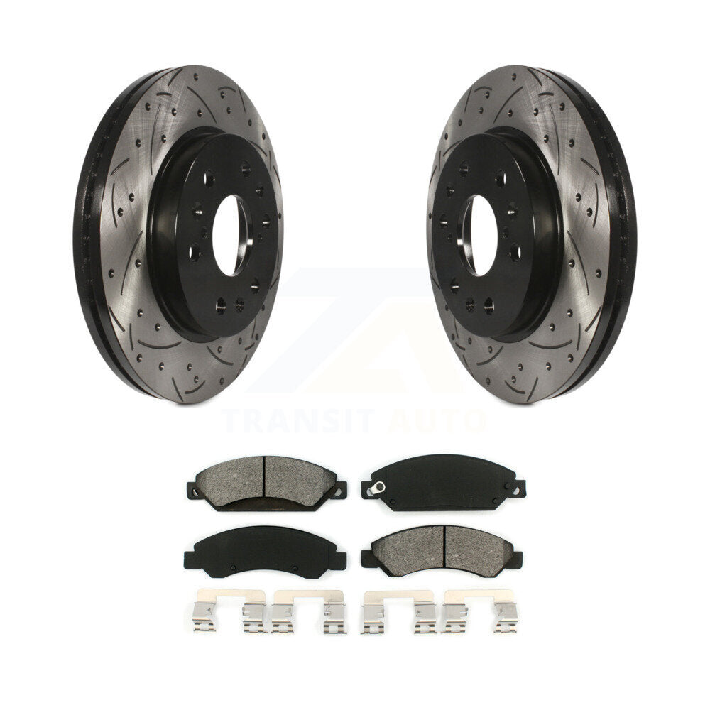 Drilled Slot Brake Rotor Semi-Metallic Pad Front Kit For Chevrolet Avalanche GMC