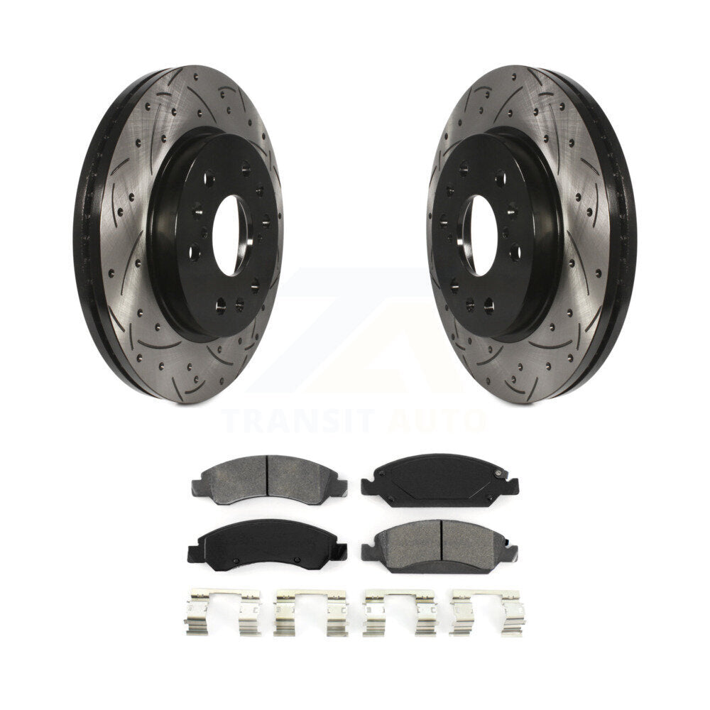 Drill Slot Brake Rotor Semi-Metallic Pad Front Kit For GMC Sierra 1500 Chevrolet