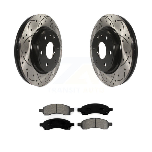 Drill Slot Brake Rotors Semi-Metallic Pad Front Kit For GMC Acadia Buick Enclave
