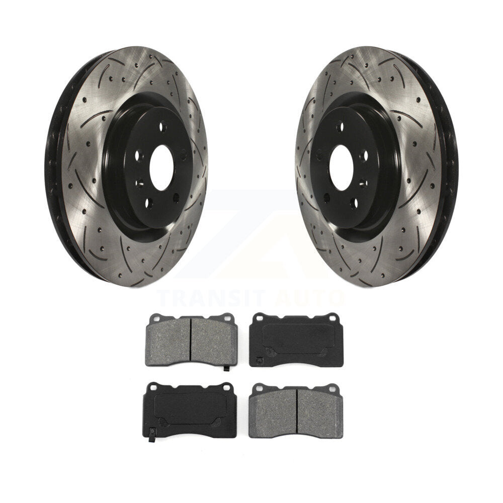 Drilled Slot Brake Rotors Semi-Metallic Pad Front Kit For Pontiac G8 Buick Regal