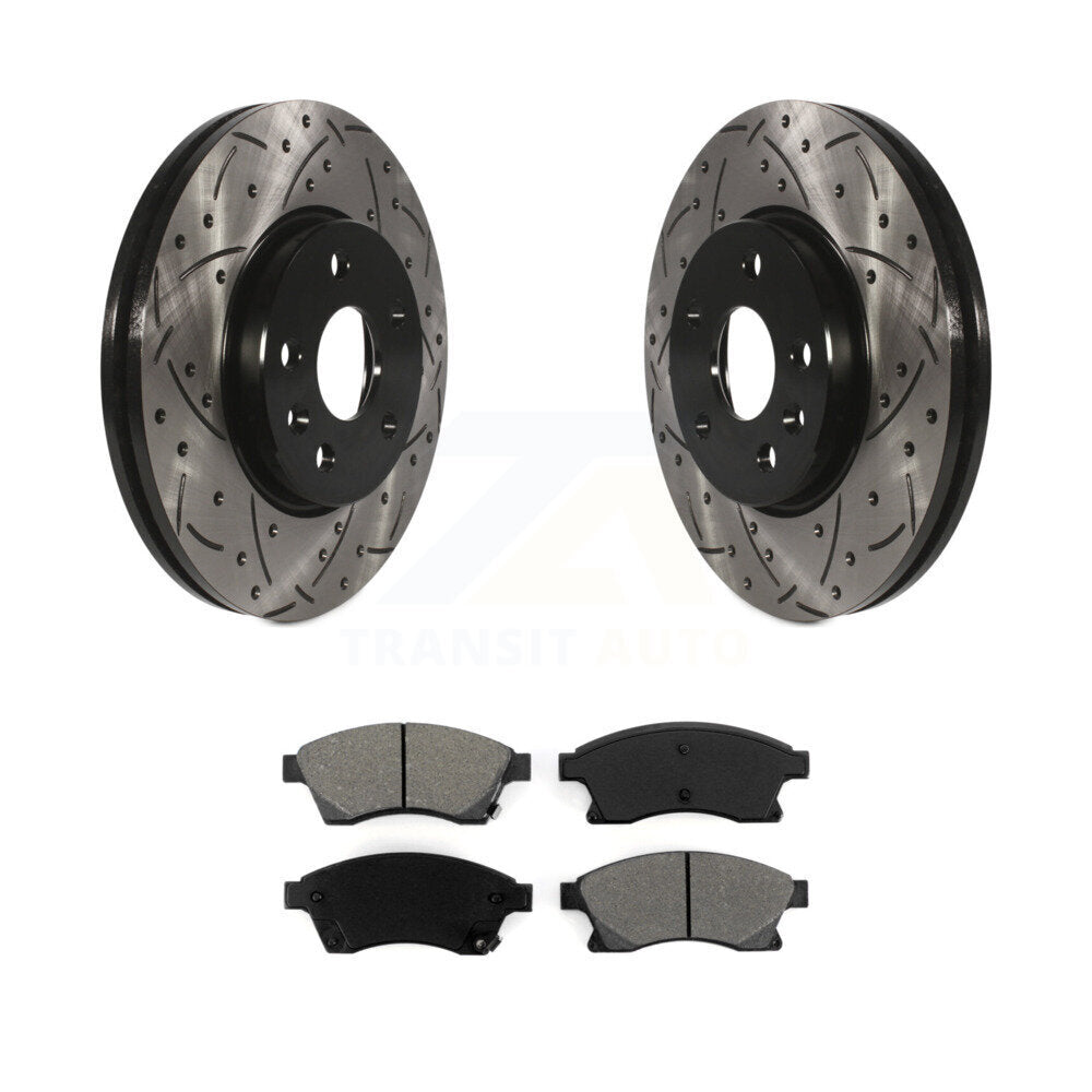 Drilled Slot Brake Rotor & Semi-Metallic Pad Front Kit For Chevrolet Cruze Sonic