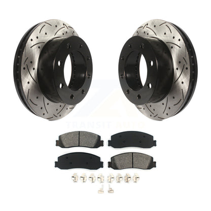 Drill Slot Brake Rotor Semi-Metallic Pad Front Kit For Ford F-250 Super Duty 4WD