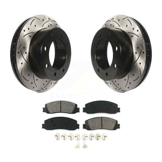 Drill Slot Brake Rotor Semi-Metallic Pad Front Kit For Ford F-250 Super Duty 4WD
