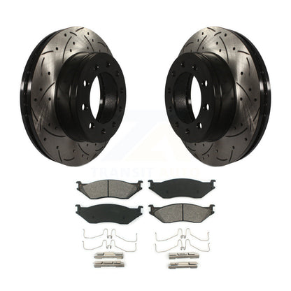 Drilled Slot Brake Rotor & Semi-Metallic Pad Front Kit For Ford F-450 Super Duty