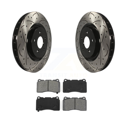 Coated Drill Slot Disc Brake Rotors Semi-Metallic Pad Front Kit For Ford Mustang