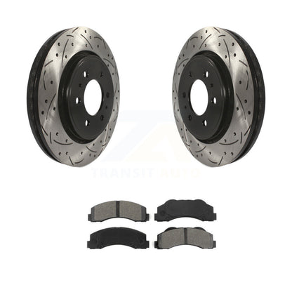 Drilled Slot Brake Rotor & Semi-Metallic Pad Front Kit For Ford F-150 Expedition