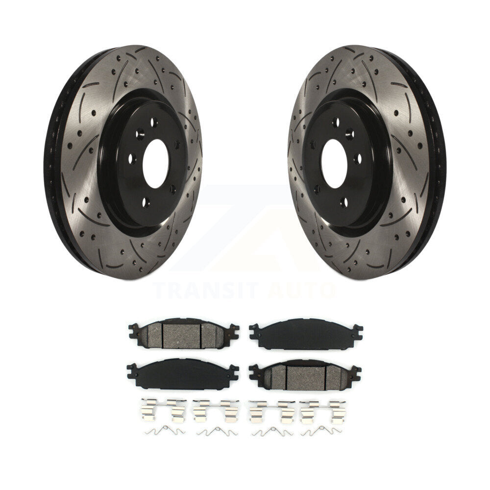 Drill Slot Brake Rotor Semi-Metallic Pad Front Kit For Ford Explorer Flex Taurus