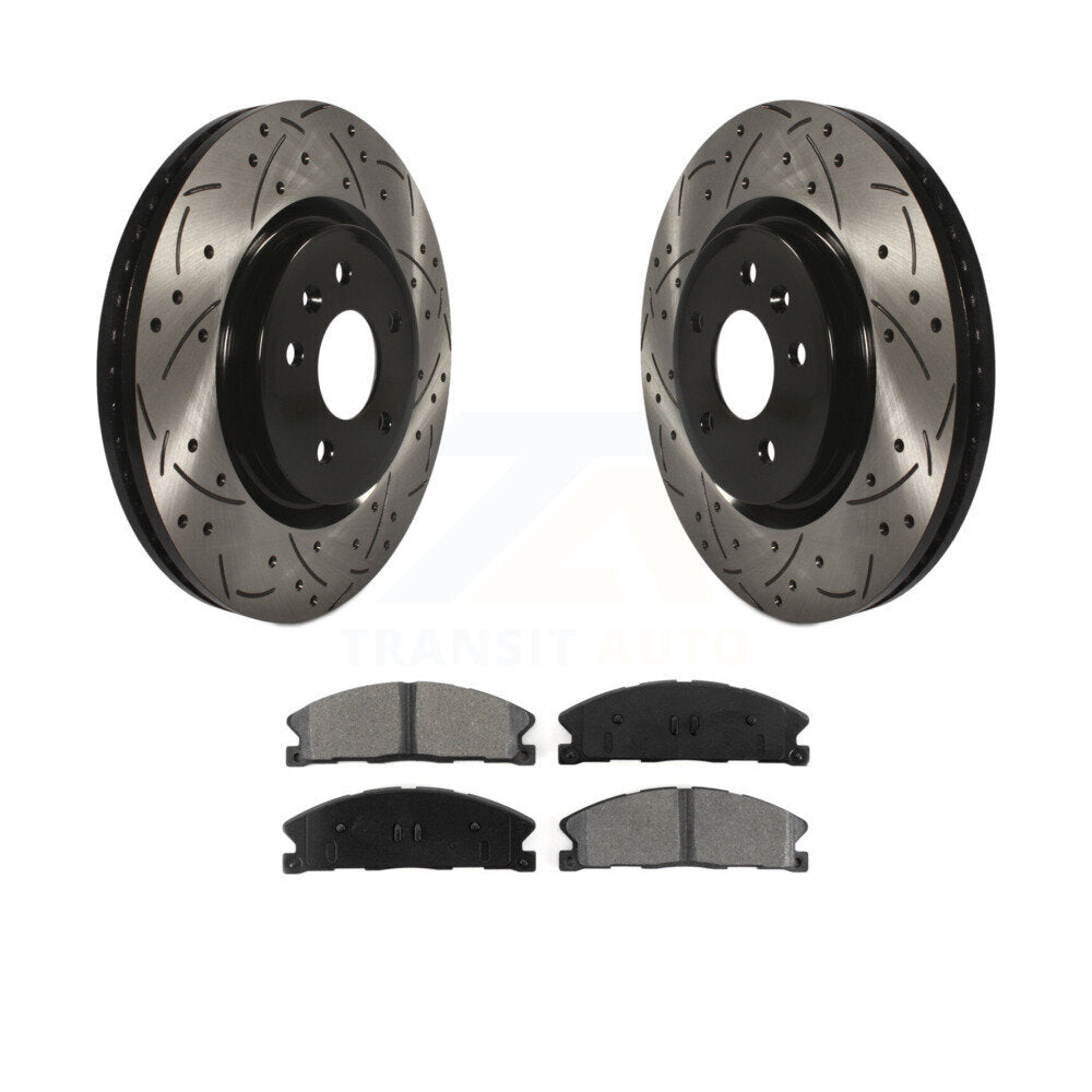 Drill Slot Brake Rotors Semi-Metallic Pad Front Kit For 2013 Ford Explorer Sport