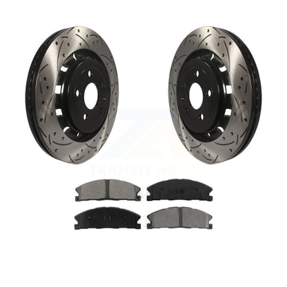 Drill Slot Brake Rotor Semi-Metallic Pad Front Kit For Ford Explorer Flex Taurus