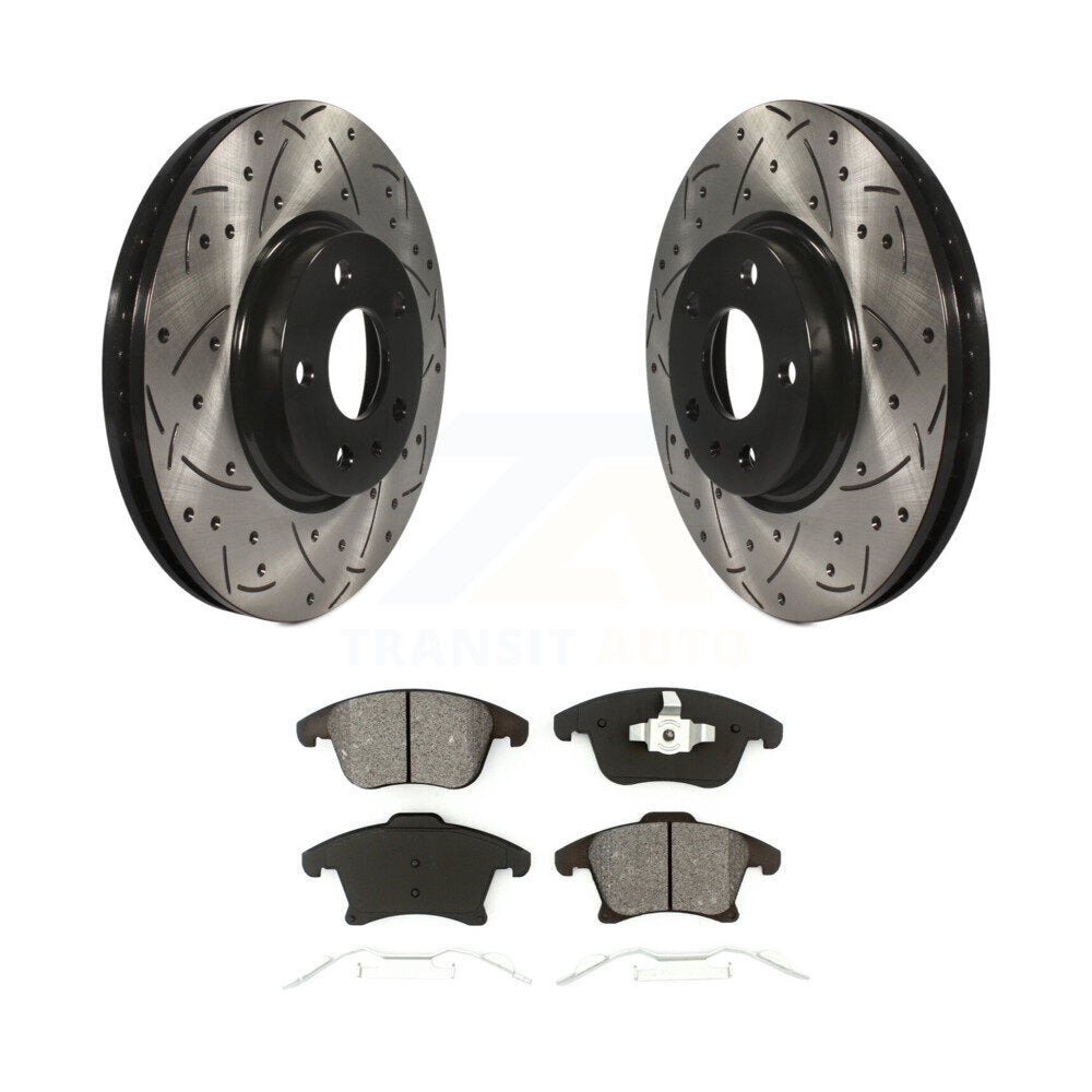 Drilled Slot Brake Rotor Semi-Metallic Pad Front Kit For Ford Fusion Lincoln MKZ
