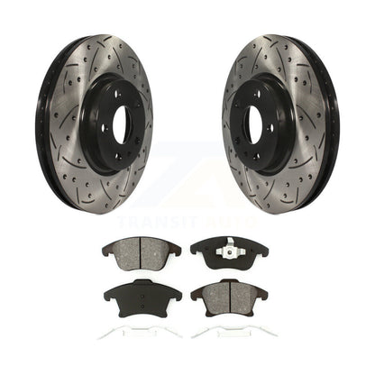 Drilled Slot Brake Rotor Semi-Metallic Pad Front Kit For Ford Fusion Lincoln MKZ