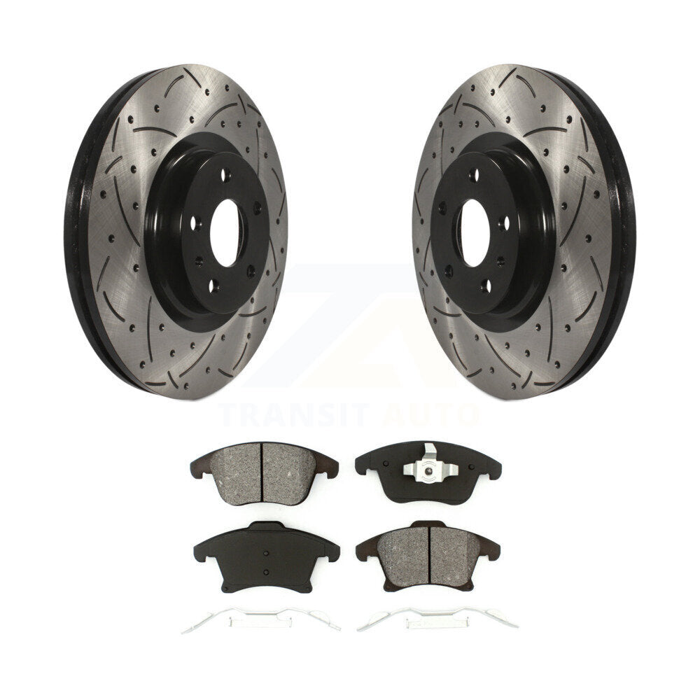 Drilled Slot Brake Rotor Semi-Metallic Pad Front Kit For Ford Fusion Lincoln MKZ