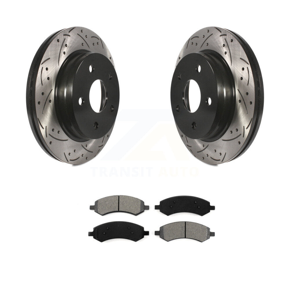 Drilled Slot Brake Rotors Semi-Metallic Pad Front Kit For Ram 1500 Classic Dodge