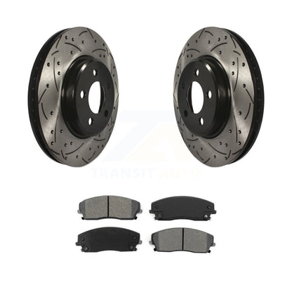Drill Slot Brake Rotor Semi-Metallic Pad Front Kit For Dodge Chrysler 300 Magnum