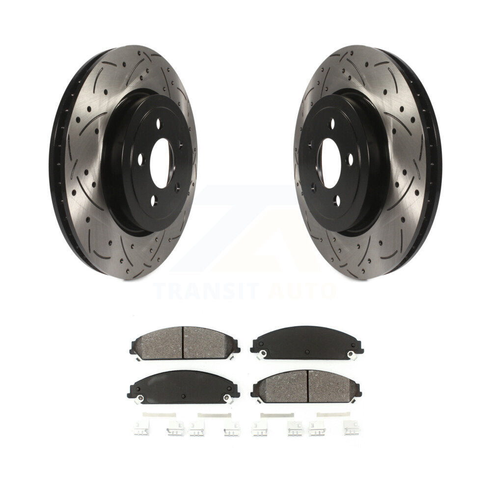 Drill Slot Brake Rotor Semi-Metallic Pad Front Kit For Dodge Chrysler 300 Magnum