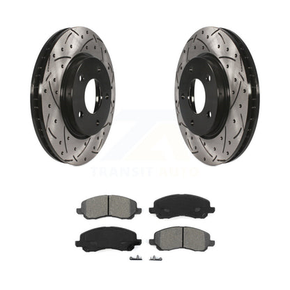 Drilled Slot Brake Rotor Semi-Metallic Pad Front Kit For Mitsubishi Lancer Dodge
