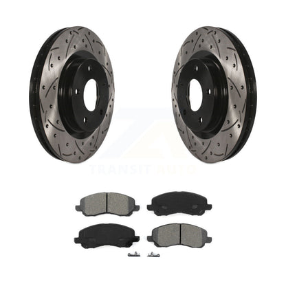 Drill Slot Brake Rotor Semi-Metallic Pad Front Kit For Mitsubishi Jeep RVR Dodge