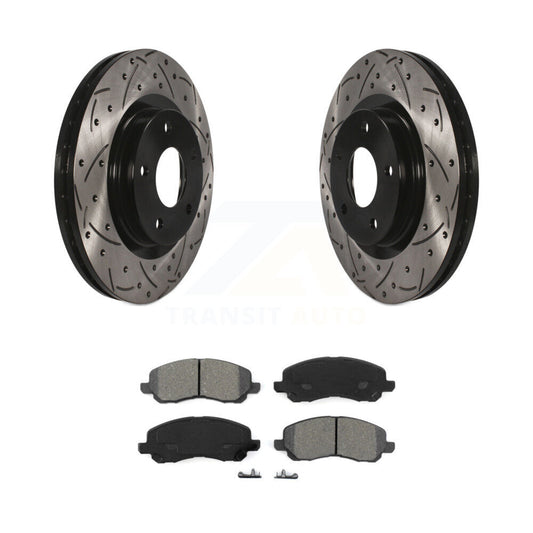 Drill Slot Brake Rotor Semi-Metallic Pad Front Kit For Mitsubishi Jeep RVR Dodge