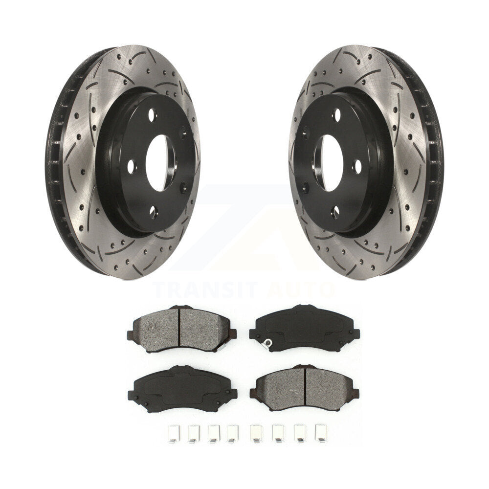 Coated Drill Slot Disc Brake Rotor Semi-Metallic Pad Front Kit For Jeep Wrangler