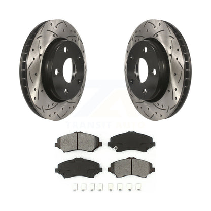 Coated Drill Slot Disc Brake Rotor Semi-Metallic Pad Front Kit For Jeep Wrangler