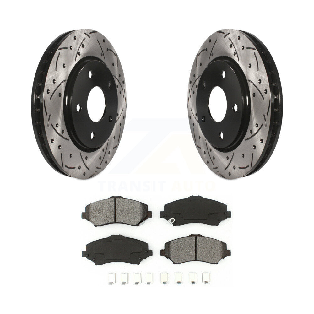 Drill Slot Brake Rotors Semi-Metallic Pad Front Kit For Dodge Grand Caravan Town