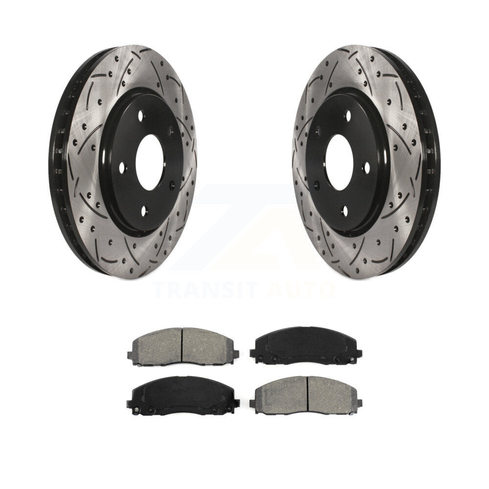 Drill Slot Disc Brake Rotors Semi-Metallic Pad Front Kit For Dodge Grand Caravan