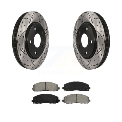 Drill Slot Disc Brake Rotors Semi-Metallic Pad Front Kit For Dodge Grand Caravan