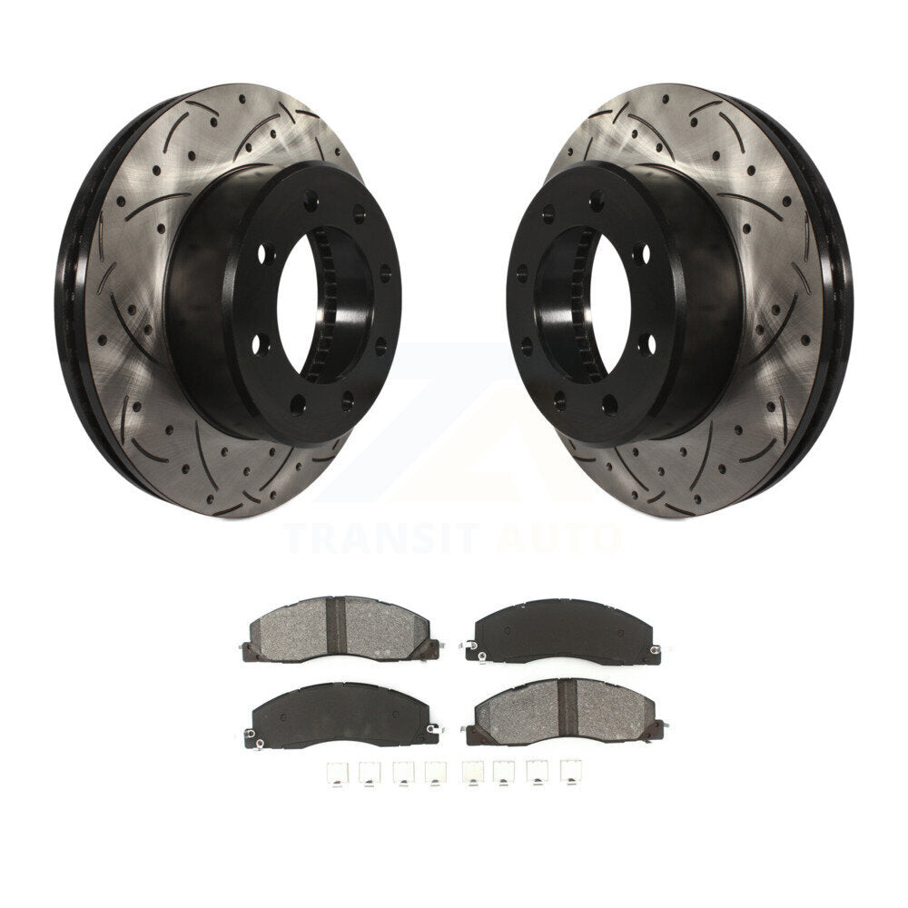 Drill Slot Brake Rotors Semi-Metallic Pad Front Kit For Ram 3500 2500 1500 Dodge