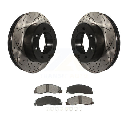 Drill Slot Brake Rotors Semi-Metallic Pad Front Kit For Ram 3500 2500 1500 Dodge