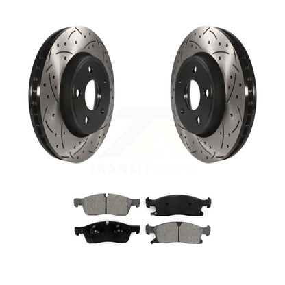 Drill Slot Brake Rotor Semi-Metallic Pad Front Kit For Jeep Grand Cherokee Dodge
