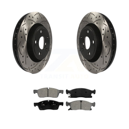 Drill Slot Brake Rotor Semi-Metallic Pad Front Kit For Jeep Grand Cherokee Dodge